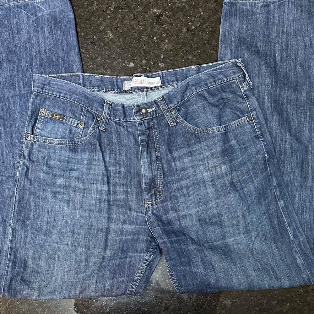 Lee Premium Select Jeans Mens 34x32 Blue Regular Straight Leg‎ Denim